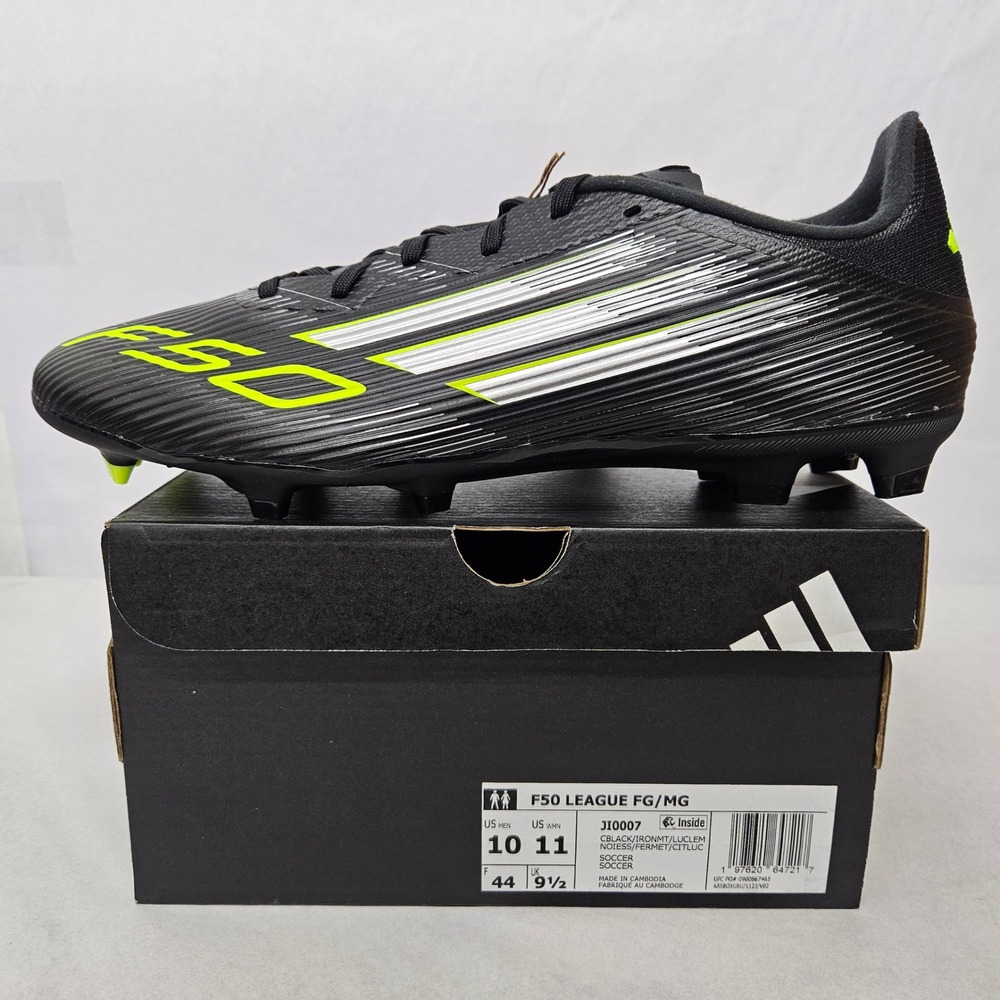 Adidas F50 League FG MG Soccer Cleats JI0007‎ Black Lucid Lemon Mens Size 10